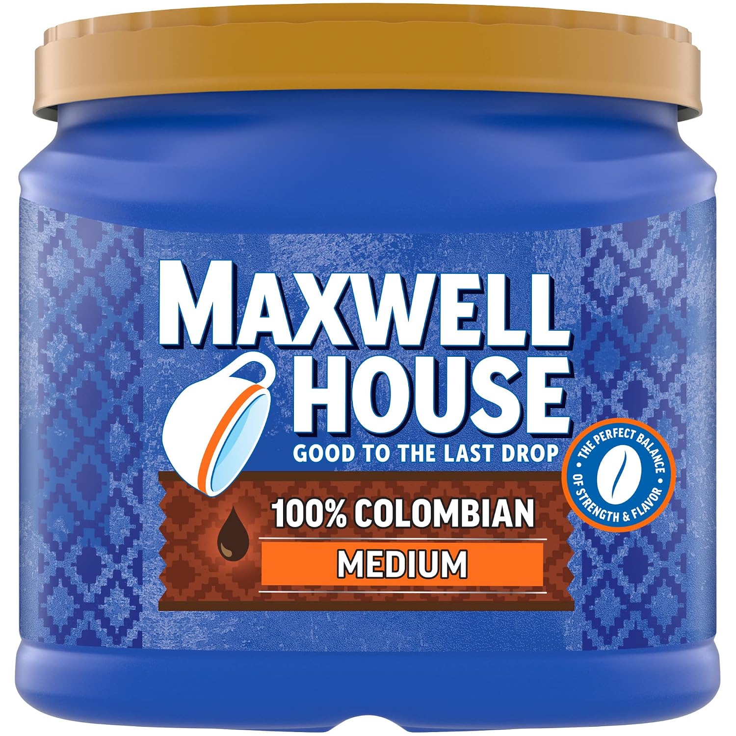Café moído Maxwell House Torra Média Colombiano, lata de 694 g (24,5 oz).
